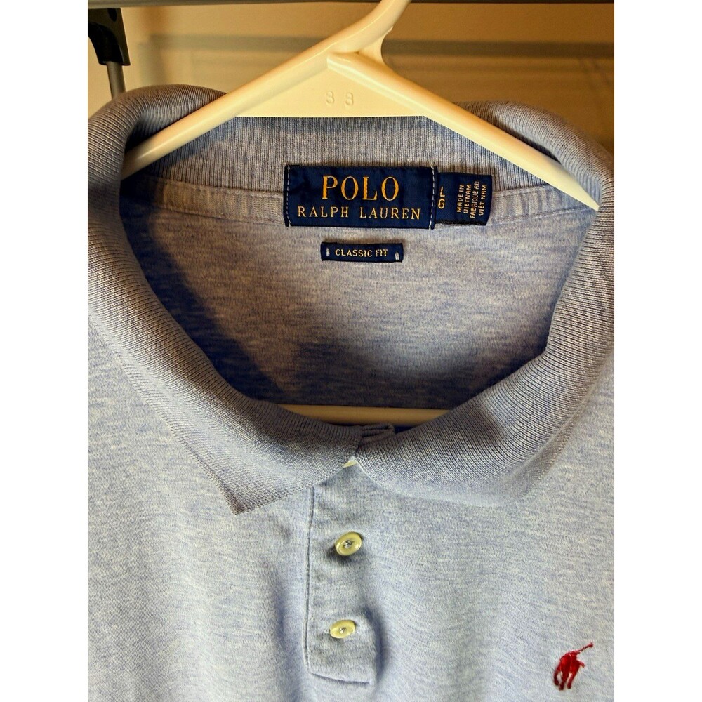 Polo Ralph Lauren Men's Classic Fit Blue Solid Polo Shirt L Short Sleeve